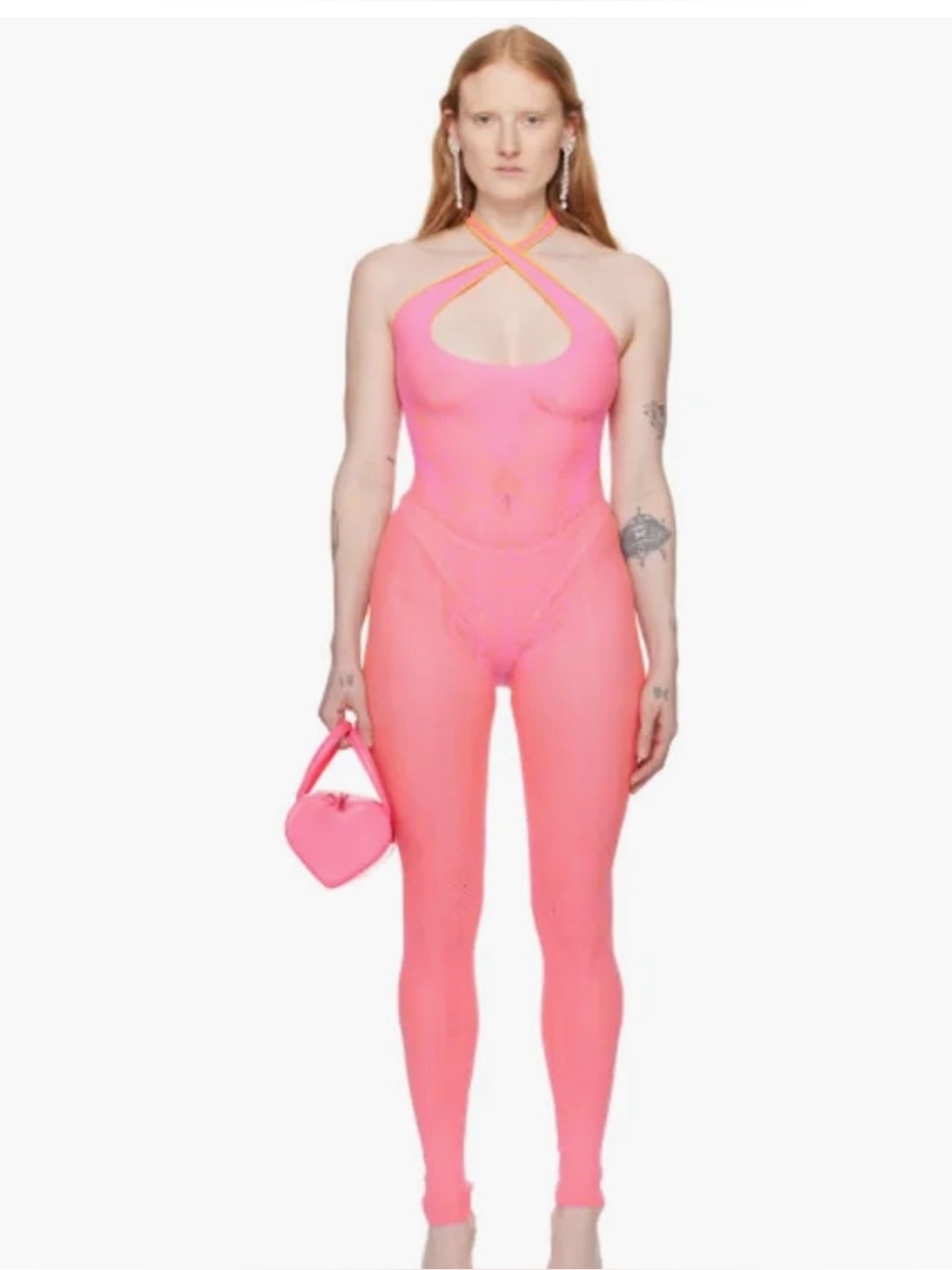 Poster Girl Bright Pink Scoop-Neck Jumpsuit with Yellow Trim